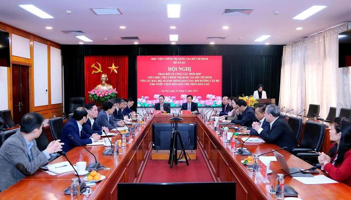 Hội nghị trao đổi về công tác phối hợp giữa Học viện Chính trị quốc gia Hồ Chí Minh với các ban, bộ, ngành trong đào tạo, bồi dưỡng cán bộ cho nước Cộng hòa Dân chủ nhân dân Lào