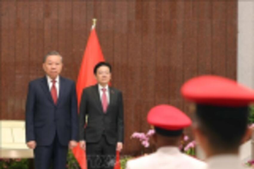 Lễ đón Tổng Bí thư Tô Lâm thăm chính thức Cộng hòa Singapore