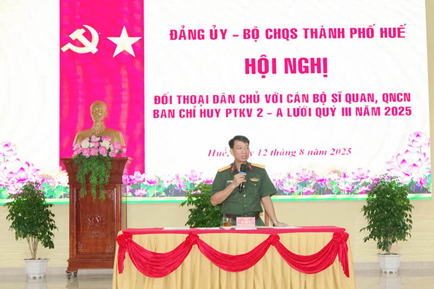 Đảng ủy, Bộ CHQS thành phố đối thoại, nắm bắt tâm tư cán bộ, chiến sĩ tại Ban CHPT Khu vực 2 – A Lưới