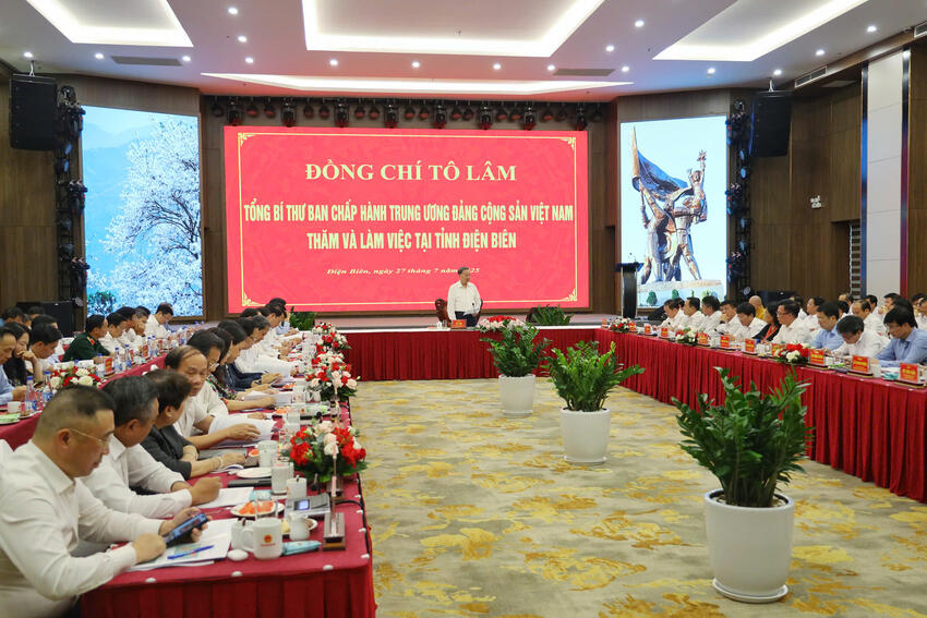Đồng chí Tổng Bí thư Tô Lâm làm việc với Tỉnh uỷ Điện Biên