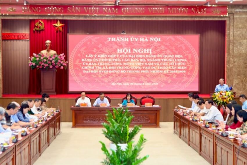 Đang cập nhậtĐại biểu các cơ quan Trung ương góp ý Dự thảo văn kiện Đại hội XVIII Đảng bộ Hà Nội