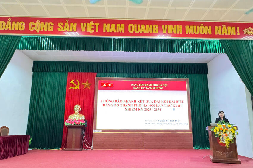 Đảng ủy xã Tam Hưng thông tin nhanh kết quả Đại hội XVIII Đảng bộ thành phố Hà Nội, nhiệm kỳ 2025-2030