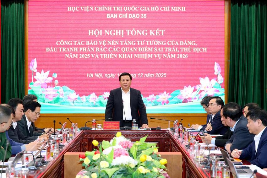 Học viện Chính trị quốc gia Hồ Chí Minh tổ chức Hội nghị tổng kết công tác thực hiện Nghị quyết số 35-NQ/TW năm 2025 và triển khai nhiệm vụ trọng tâm năm 2026