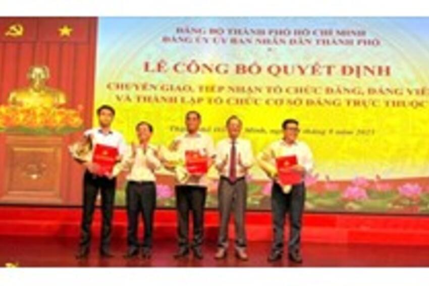 Đảng ủy UBND TPHCM chuyển giao, tiếp nhận 86 tổ chức đảng