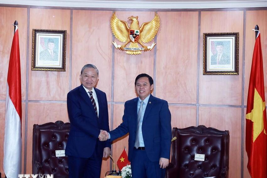 Tổng Bí thư Tô Lâm gặp Chủ tịch Thượng viện Indonesia