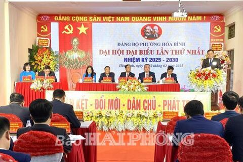 Khai mạc Đại hội đại biểu Đảng bộ phường Hòa Bình (thành phố Thủy Nguyên) lần thứ nhất, nhiệm kỳ 2025-2030