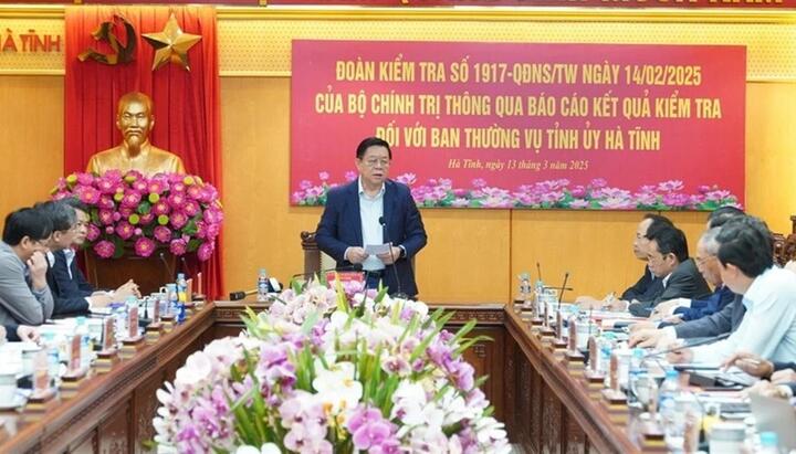 Đoàn kiểm tra của Bộ Chính trị thông qua kết quả kiểm tra với Tỉnh ủy Hà Tĩnh