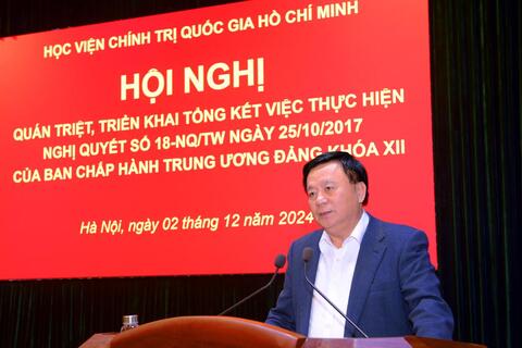 Học viện Chính trị quốc gia Hồ Chí Minh tổ chức Hội nghị quán triệt, triển khai tổng kết việc thực hiện Nghị quyết số 18-NQ/TW của Ban Chấp hành Trung ương Đảng khóa XII