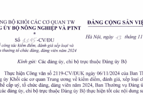 Công tác kiểm điểm đánh giá xếp loại và khen thưởng tổ chức đảng, đảng viên năm 2024