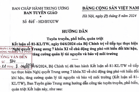 Hướng dẫn số 24-HD/VPTW ngày 12/7/2024 của Văn phòng Trung ương Đảng về quản lý tài liệu nghe nhìn tại các cơ quan, tổ chức đảng, Mặt trận Tổ quốc Việt Nam và các tổ chức chính trị - xã hội