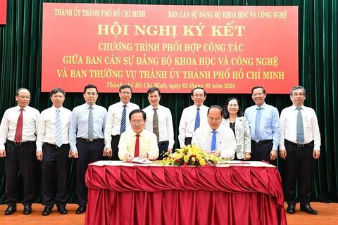 Ban cán sự Đảng Bộ KH&CN và Ban Thường vụ Thành ủy TP. Hồ Chí Minh ký kết chương trình phối hợp công tác giai đoạn 2024-2028