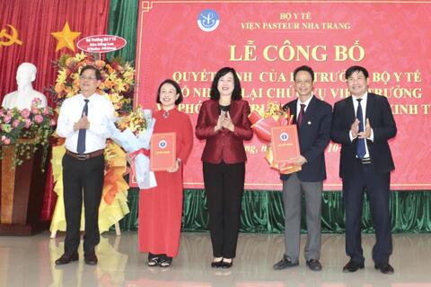Bộ Y tế trao quyết định bổ nhiệm cán bộ lãnh đạo Viện Pasteur Nha Trang