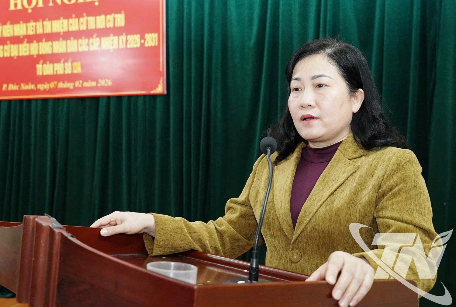 Đồng chí Đỗ Thị Minh Hoa, Ủy viên Ban Thường vụ, Trưởng Ban Tuyên giáo và Dân vận Tỉnh ủy phát biểu tại Hội nghị.