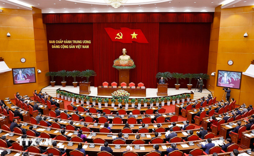 Quang cảnh phiên bế mạc Hội nghị Ban Chấp hành Trung ương Đảng khóa XIII. Ảnh: TTXVN