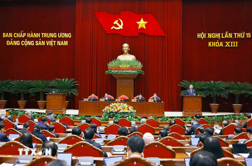 Tổng Bí thư Tô Lâm phát biểu khai mạc Hội nghị lần thứ 15 Ban Chấp hành Trung ương Đảng khóa XIII. Ảnh: TTXVN