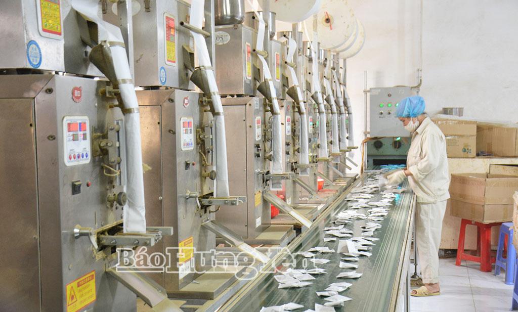 Dây chuyền sản xuất trà thảo dược của Công ty Cổ phần Đầu tư Thương mại Xuất nhập khẩu Thái Hưng (Cụm công nghiệp Quỳnh Giao).