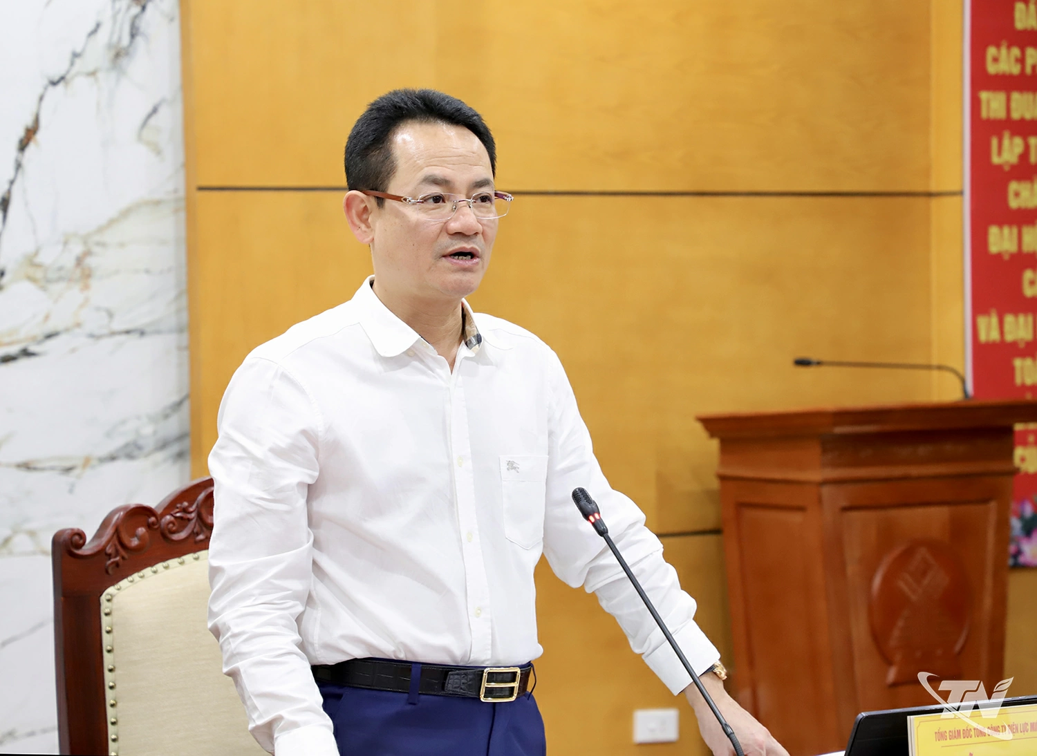 Ông Nguyễn Đức Thiện, Tổng Giám đốc Tổng Công ty Điện lực miền Bắc phát biểu