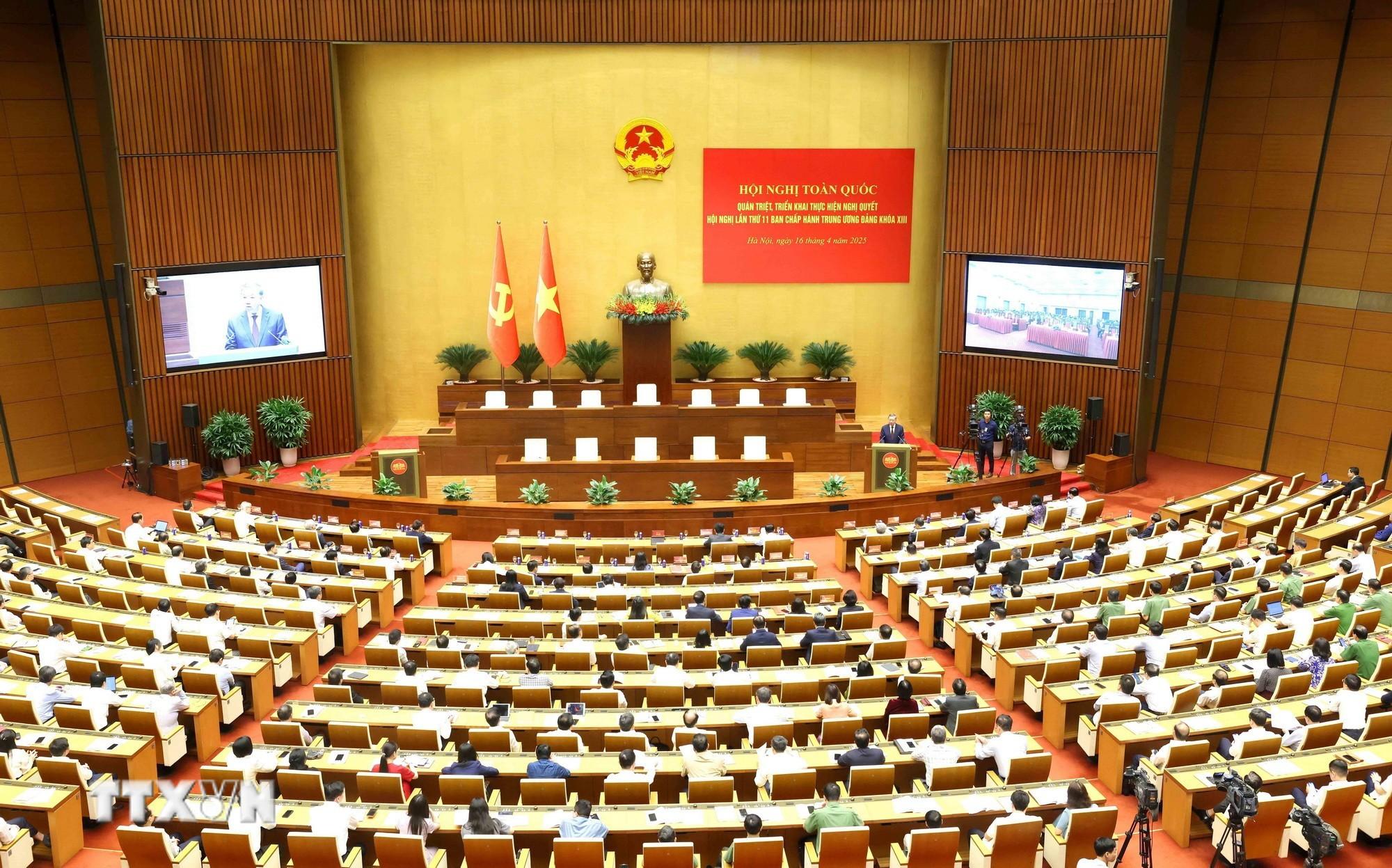 Toàn cảnh hội nghị toàn quốc quán triệt, triển khai thực hiện Nghị quyết Hội nghị Trung ương 11. (Ảnh: Phương Hoa/TTXVN Toàn cảnh hội nghị toàn quốc quán triệt, triển khai thực hiện Nghị quyết Hội nghị Trung ương 11. (Ảnh: Phương Hoa/TTXVN