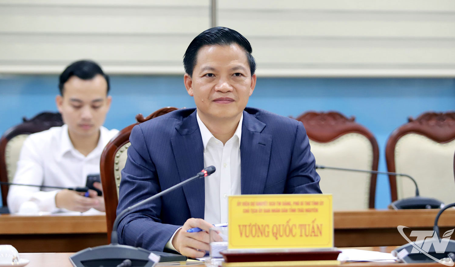 Đồng chí Vương Quốc Tuấn, Ủy viên dự khuyết Ban Chấp hành Trung ương Đảng, Phó Bí thư Tỉnh ủy, Chủ tịch UBND tỉnh phát biểu tại buổi làm việc.