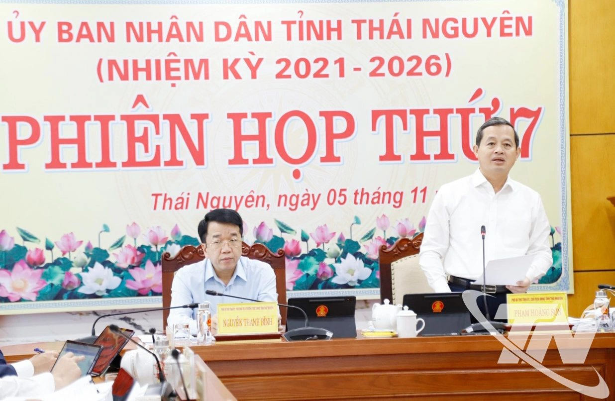 Đồng chí Phạm Hoàng Sơn, Phó Bí thư Tỉnh ủy, Chủ tịch UBND tỉnh phát biểu kết luận Phiên họp thứ 7.