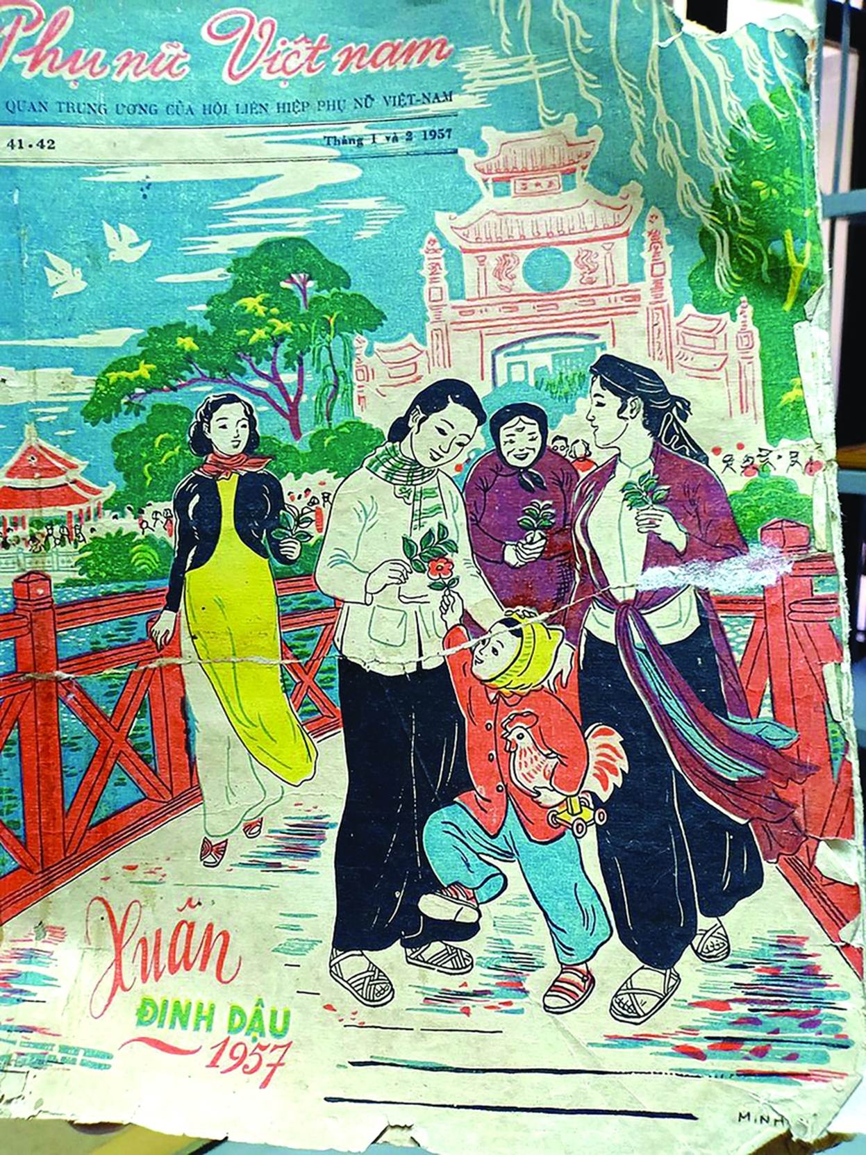 Trang bìa số báo Xuân Đinh Dậu 1957 của Báo Phụ nữ Việt Nam