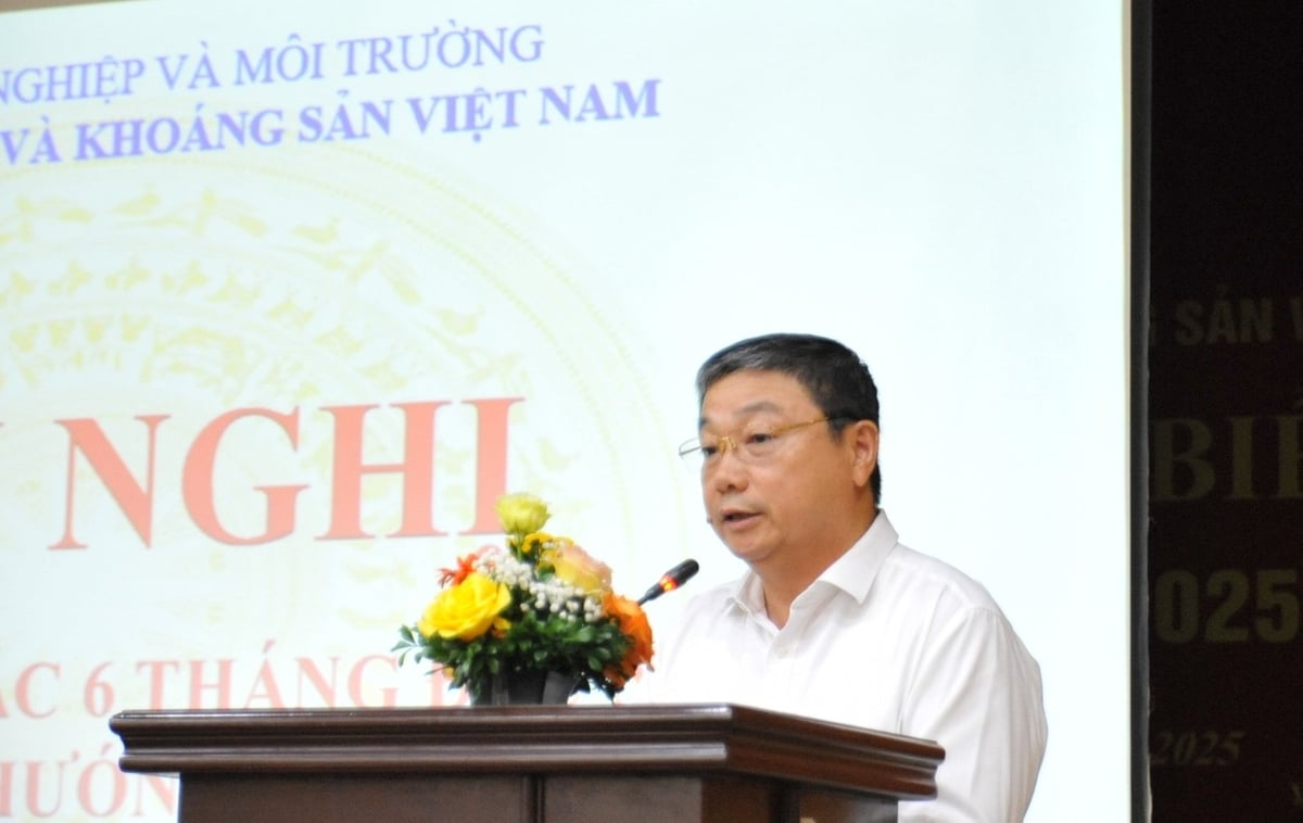 Ông Trần Bình Trọng - Cục trưởng Cục Địa chất và Khoáng sản Việt Nam tiếp thu ý kiến chỉ đạo của Thứ trưởng. Ảnh: Mai Đan.