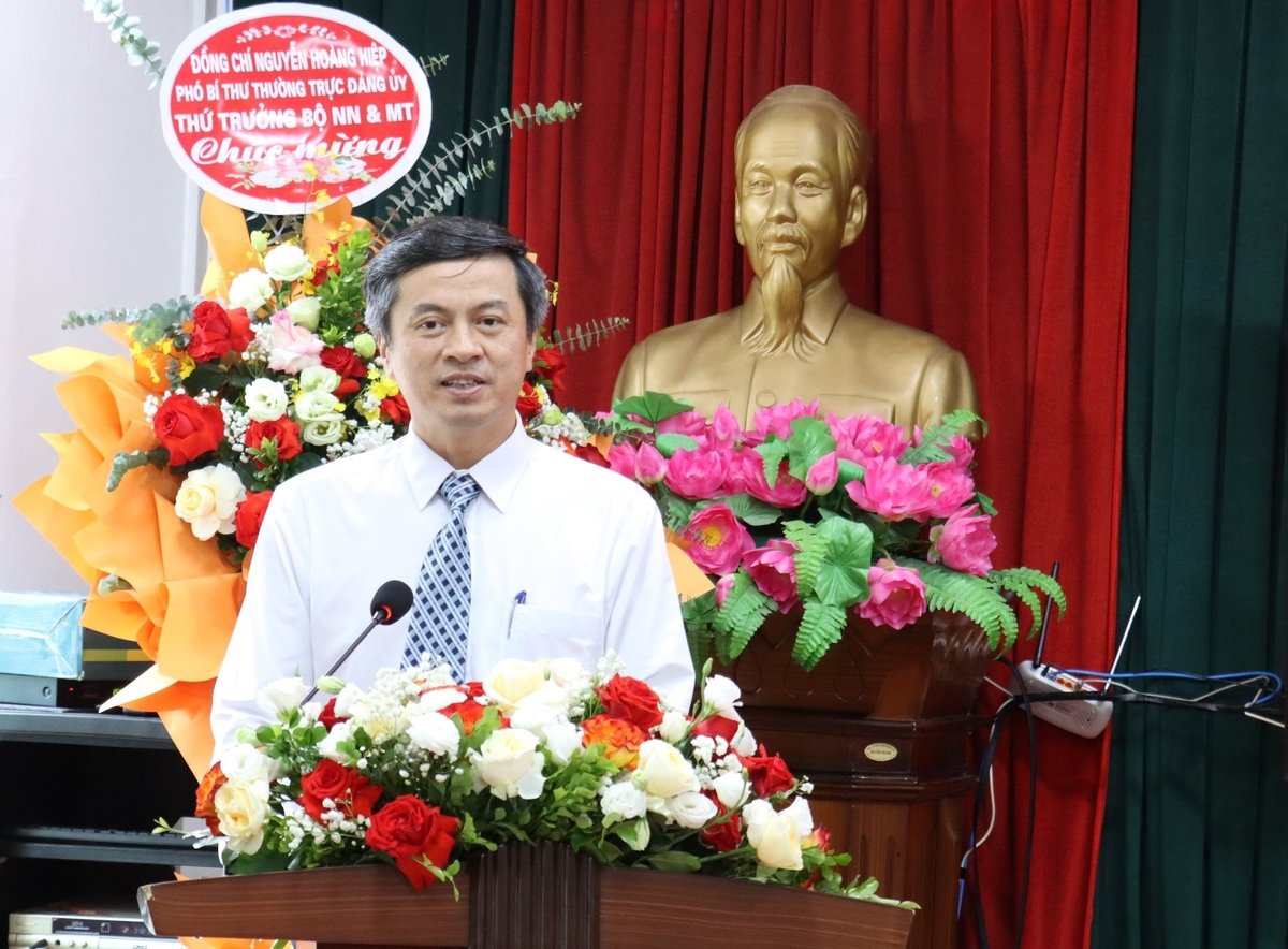 Đồng chí Nguyễn Hoài Nam, Phó Cục trưởng Cục Quản lý xây dựng công trình thủy lợi, Phụ trách Ban 1 phát biểu. Ảnh: Nguyễn Thủy.