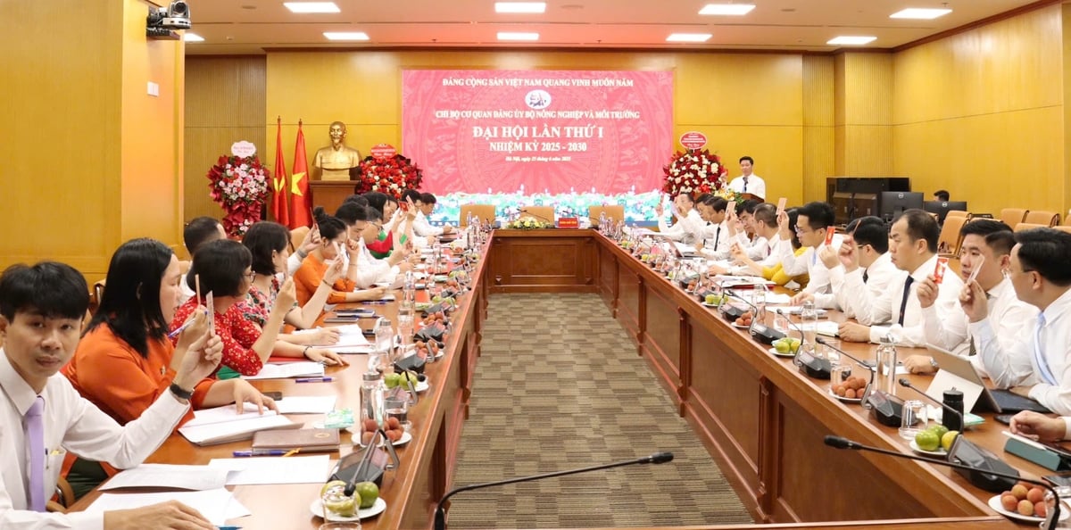 Chi bộ Cơ quan Đảng ủy Bộ NN-MT tiếp tục khẳng định bản lĩnh chính trị, tinh thần đoàn kết, thống nhất, quyết tâm hoàn thành xuất sắc mọi nhiệm vụ được giao. Ảnh: Nguyễn Thủy.