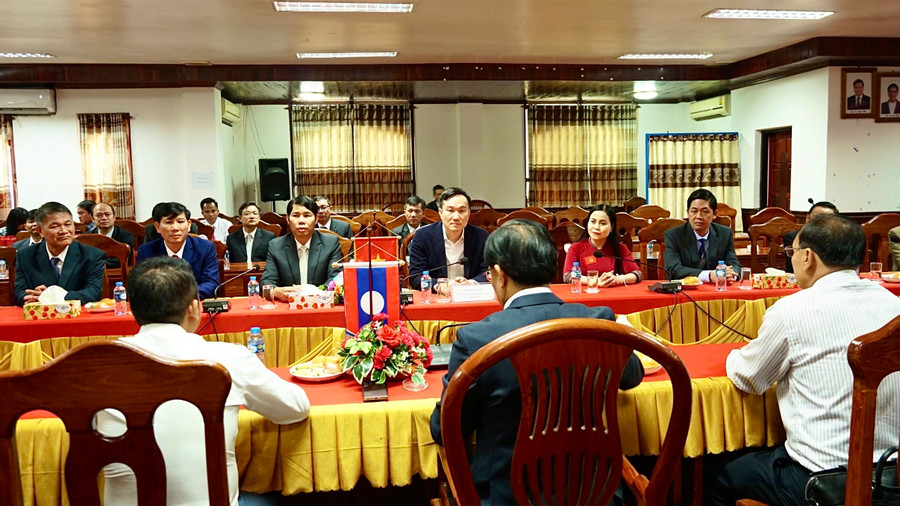 Quang cảnh buổi thăm, chúc Tết của đoàn lãnh đạo cấp cao tỉnh Gia Lai với tỉnh Sekong. Ảnh: Minh Phương nta-l1.jpg