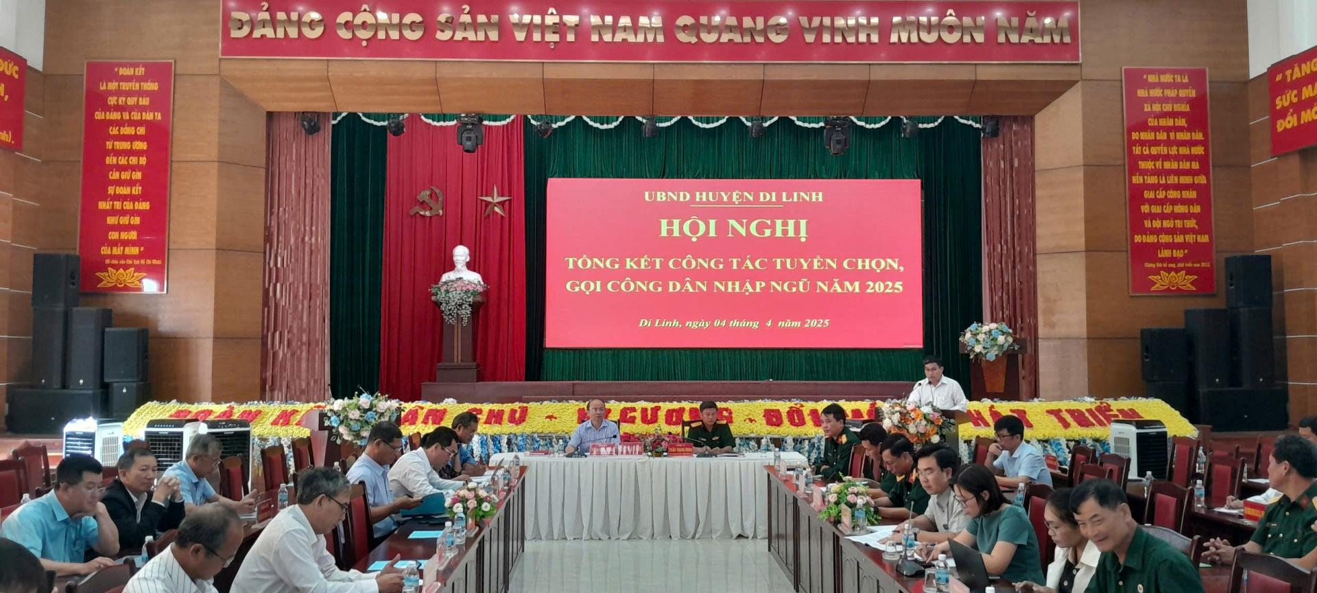 Hội đồng Nghĩa vụ Quân sự huyện Di Linh tổ chức Hội nghị tổng kết công tác tuyển chọn, gọi công dân nhập ngũ năm 2025