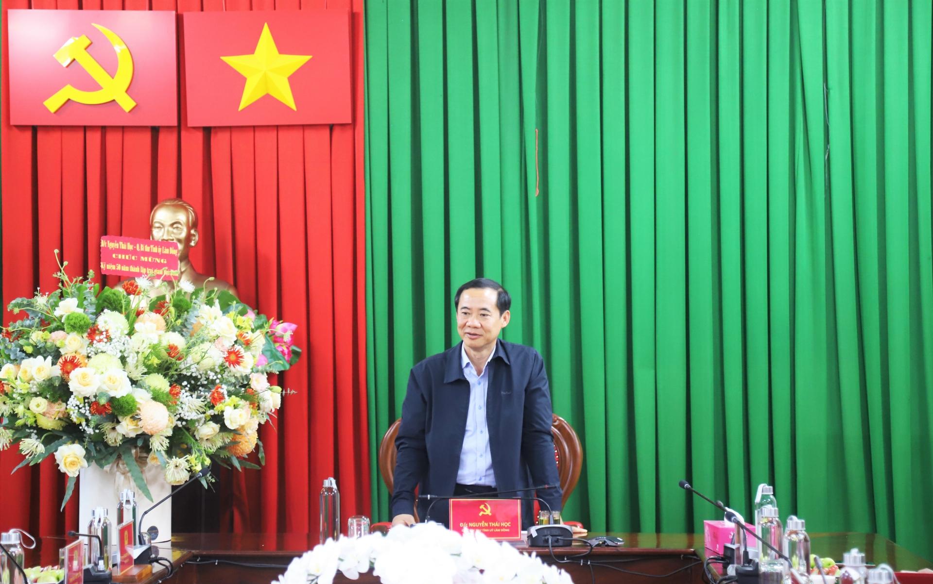 Quyền Bí thư Tỉnh ủy Lâm Đồng Nguyễn Thái Học gửi lời chúc mừng tốt đẹp nhất tới tâp thể lãnh đạo, cán bộ, chiến sĩ Trại giam Đại Bình nhân kỷ niệm 50 năm Ngày thành lập